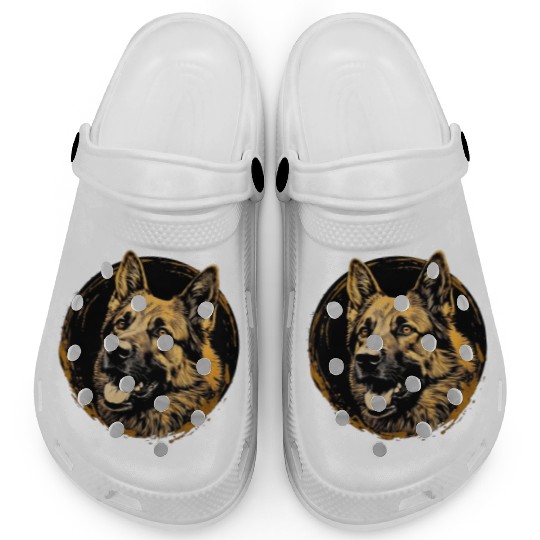 German Shepherd Funny Dog Street Art Comic Pet Clogs