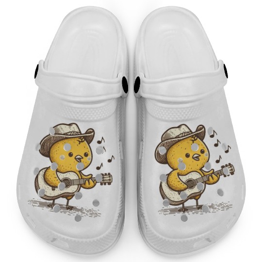 Cute Cowboy Baby Chick Playing Guitar Clogs