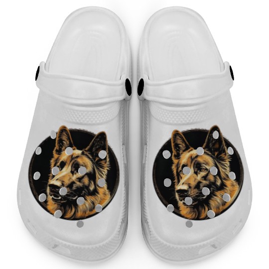 German Shepherd Funny Dog Street Art Comic Pet Clogs