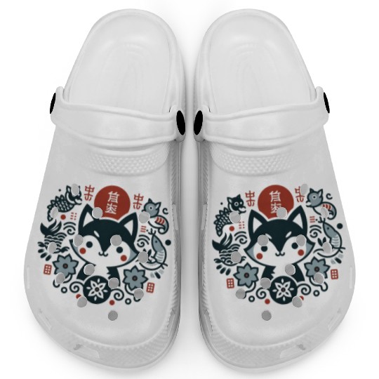 Harmony with Adorable Cat and Fish Clogs
