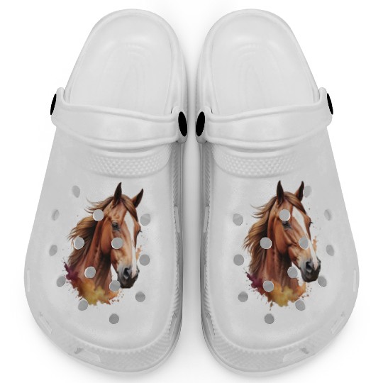 Horse Photo realism body head Clogs