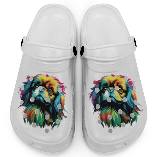 Watercolor Colorful Pekingese Clogs