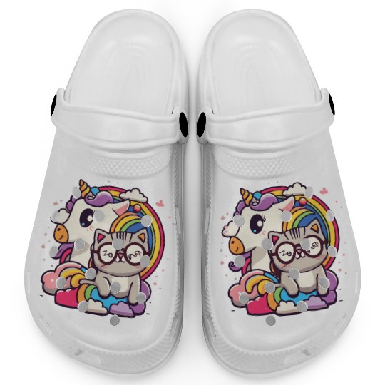 cute cat and unicorn Clogs