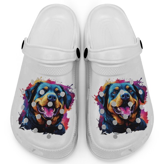 Watercolor Colorful Rottweiler Clogs