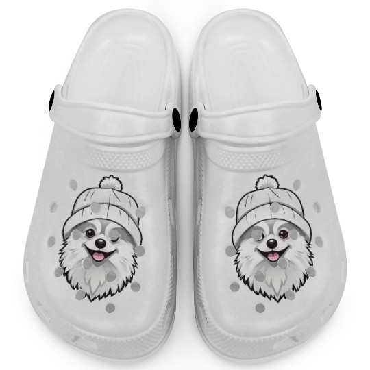 Cute Pomeranian with hat Clogs