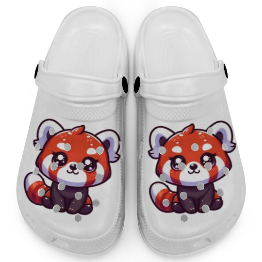 Playful Red Panda Cartoon Clogs