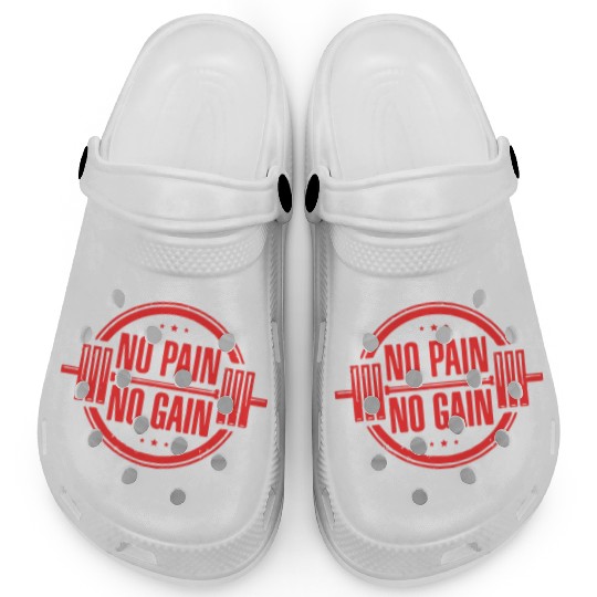 No Pain No Gain Gym Typography Design Clogs