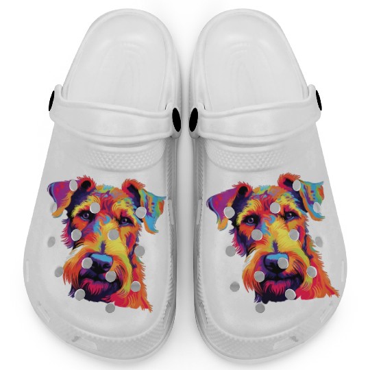 Watercolor Colorful Airedale Terrier Clogs