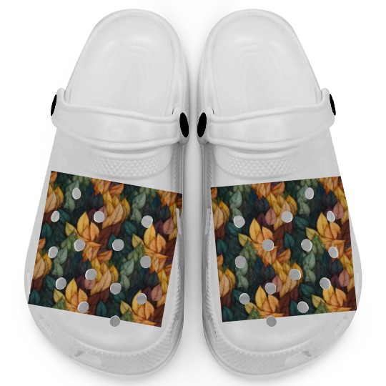 Colorful Fall Leaves Pattern Clogs