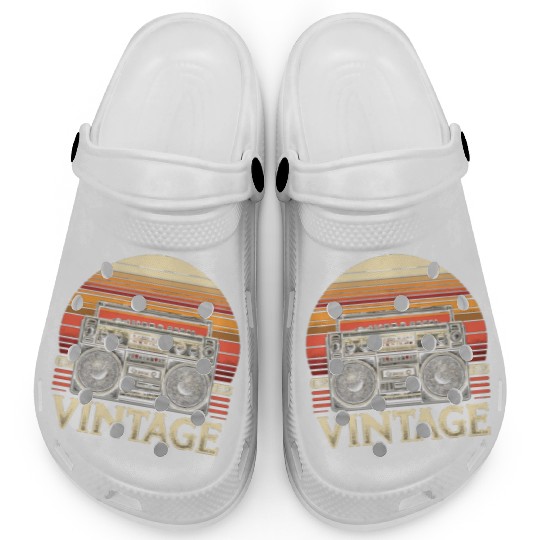 Vintage Boombox Old School 80s Music Retro Clogs
