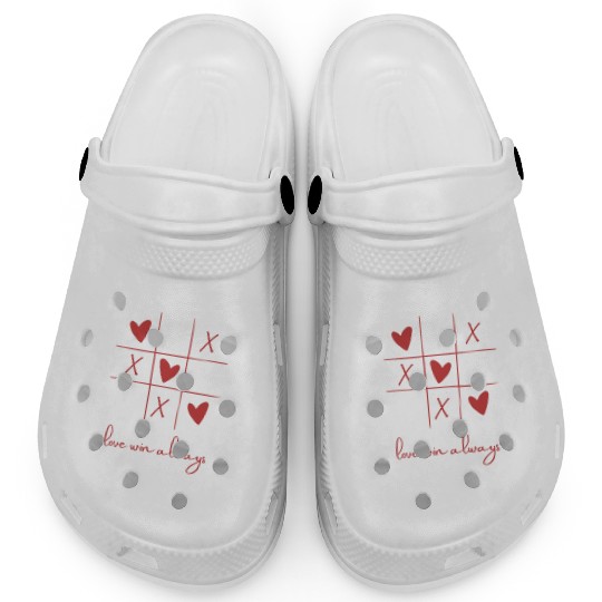 Beige Rouge Amour Saint Valentin Clogs