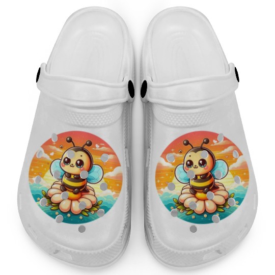 cute kawaii bee on flower Clogs