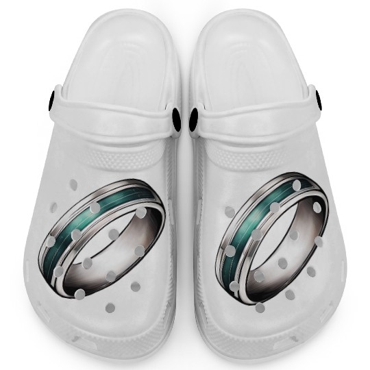 Silver Ring With Green Inlay Jewelry Clogs