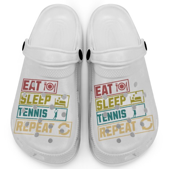 Eat sleep tennis repeat hobby Clogs
