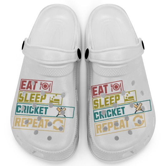 Eat sleep cricket repeat hobby Clogs