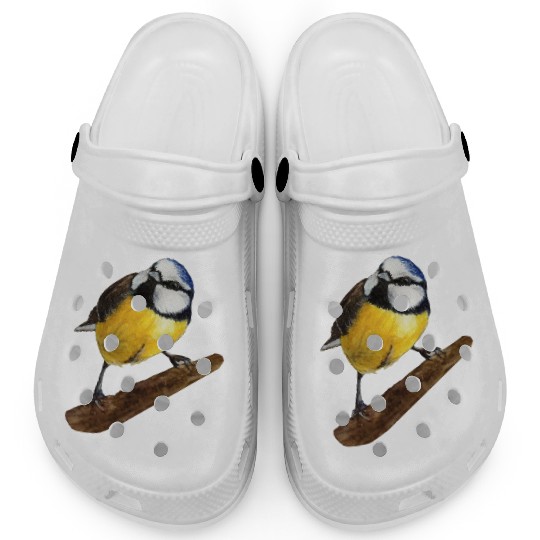 Blue tit titmouse hand painted watercolor. Clogs
