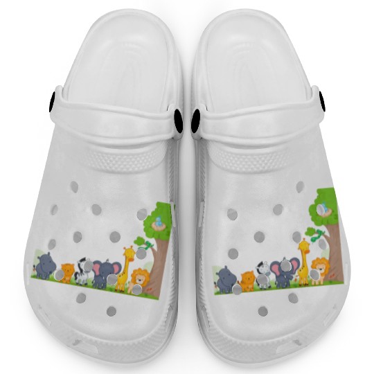 Multi zoo animals lion giraf elephant Clogs