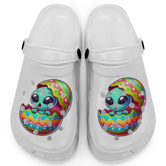 Colorful Alien Easter Egg Hatch Design Clogs