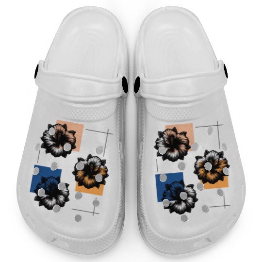 Abstract Risograph hibiscus Clogs