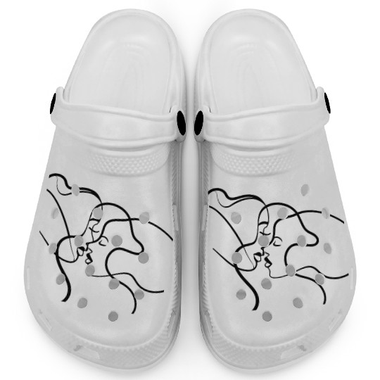Lesbian Couple Line Art Clogs