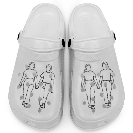 Line Art of Lesbian Couple Walking Clogs