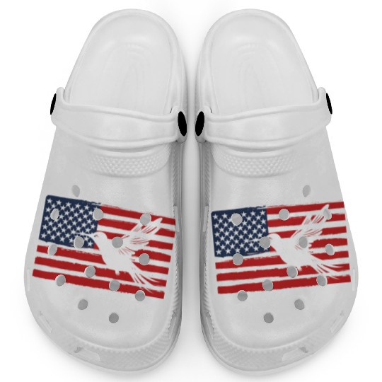 Hummingbird Us Flag Us American Flag Clogs