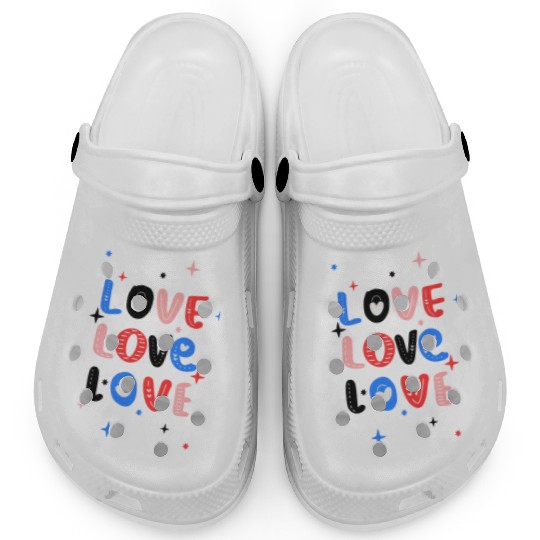 White Red Pink Light Blue Black Bold Valentine Clogs