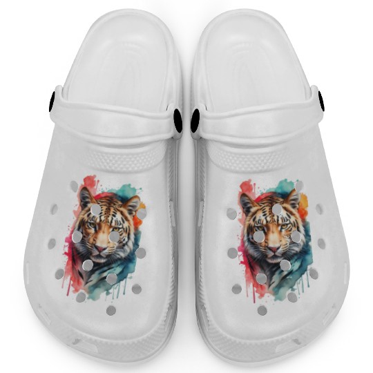 Wild Splendor: Colorful Leopard Face Clogs