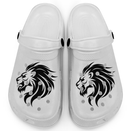 Angry Lion Head Tattoo Style Waving Mane Clogs
