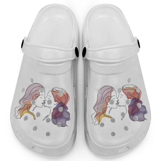 Lesbian Couple Simple Minimalistic Drawing Clogs