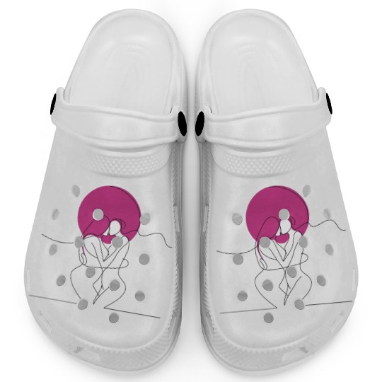 Lesbian Couple Elegant LGBT Line Art Clogs