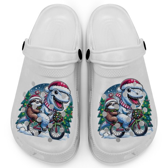 Winter Wonderland T-Rex and Sloth Cycling Duo Clogs