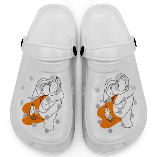 Lesbian Couple Minimalist Line Art Clogs