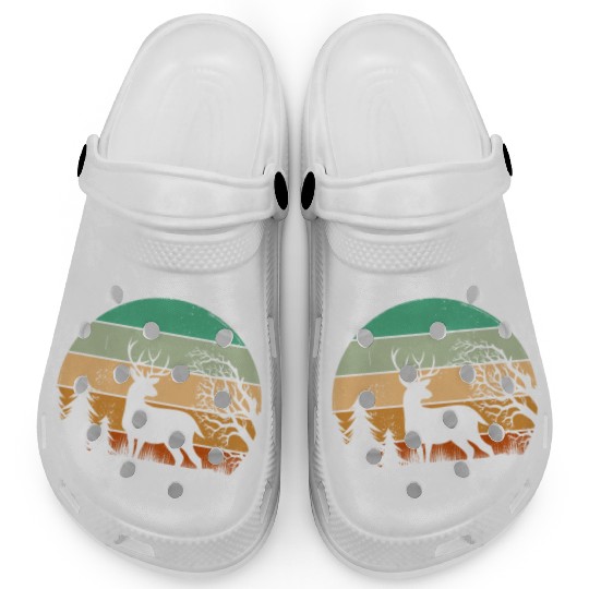 Serene Deer Twilight Forest Silhouette Clogs
