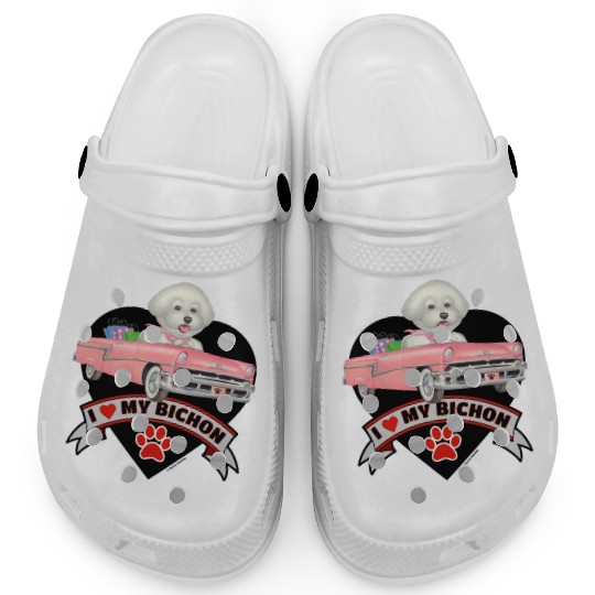 A cute I love my Bichon Frise Dog Clogs