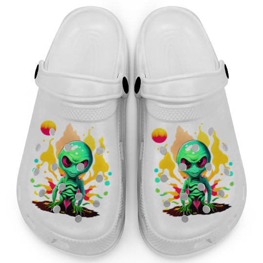 Green Alien Design Clogs