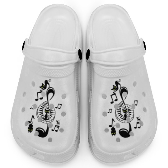 Music Lover Cat Lover Treble Clef Cute Cat Piano Clogs