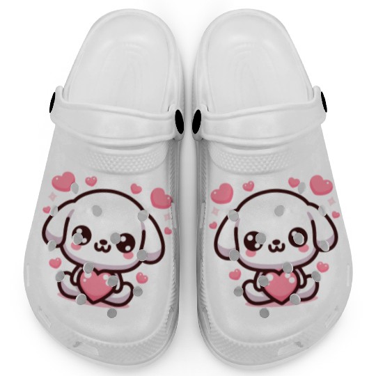 Cute Puppy Dog Heart Valentin Day Clogs