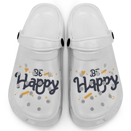 Be Happy positive art Clogs