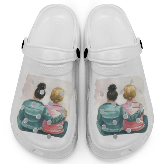 Watercolor Lesbian Couple Clogs