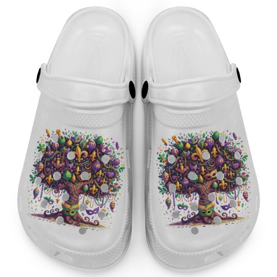 Mardi Gras Tree Beads Carnival Festival Clogs