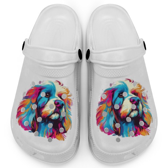 Watercolor Colorful Tibetan Spaniel Clogs
