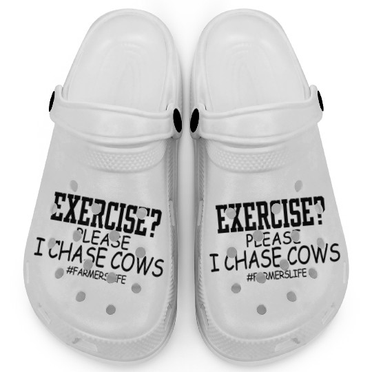 Farmer Funny Gift Exercise Please I Chase Cows Clogs