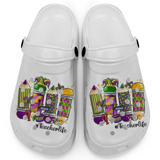 mardi gras teacher life Clogs