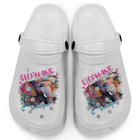 Graffiti-inspired portraiture Elephant Clogs