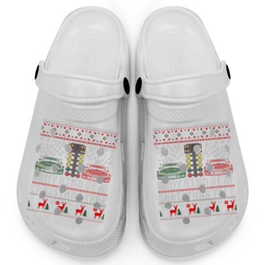Drag Racing Christmas Tree Race Car Ugly Sweater Clogs