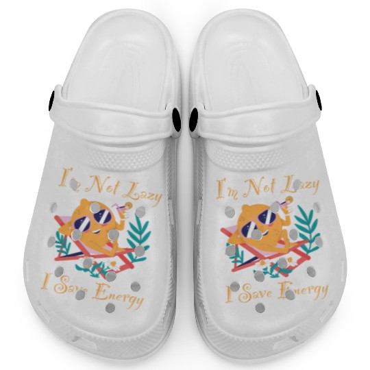 I M Not Lazy I Save Energy Lemon Faul Funny Clogs
