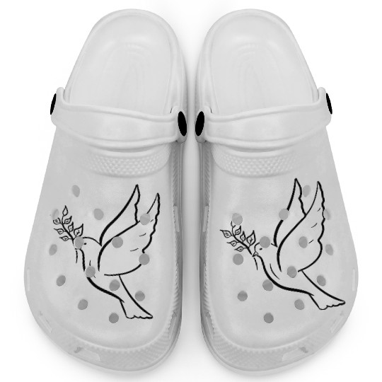 Dove of peace with olive branch drawing Hand drawn Clogs