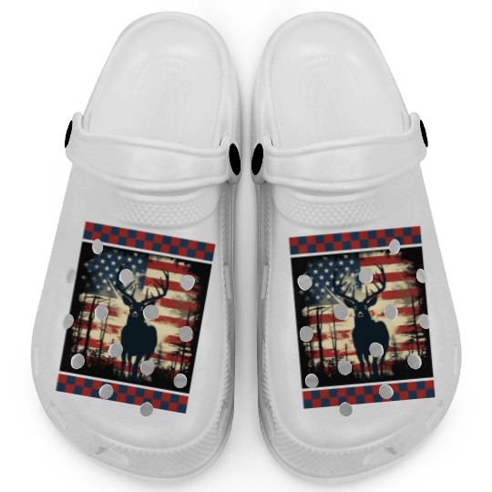 Ripped American Flag Woodland Camo Underlayer Clogs