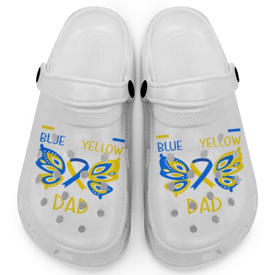 I Wear Blue Yellow Dad Down Syndrome Awareness Clogs